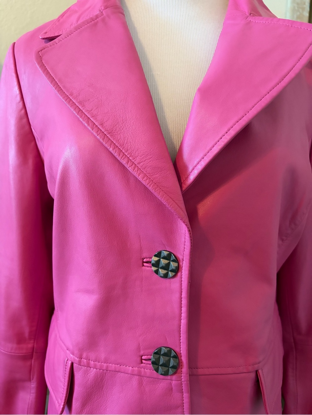 Bod and Christensen Hot Pink Leather Blazer Jacket - Women - Picture 2 of 4